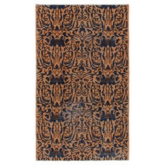 Vintage Zeki Müren Teppich in Orange mit braunen und blauen Mustern von Rug & Kilim