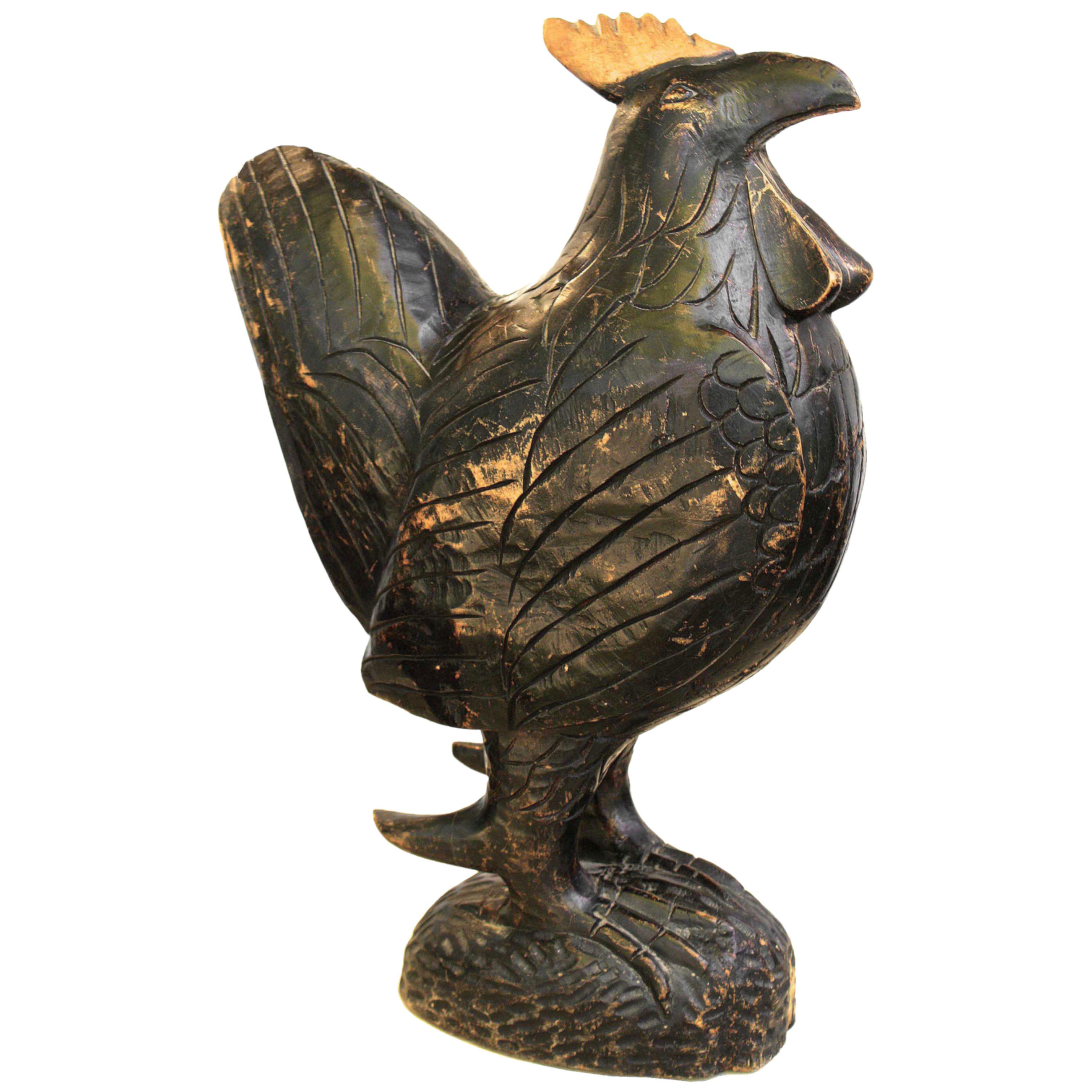 Jamaican Carved Wooden Rooster For Sale