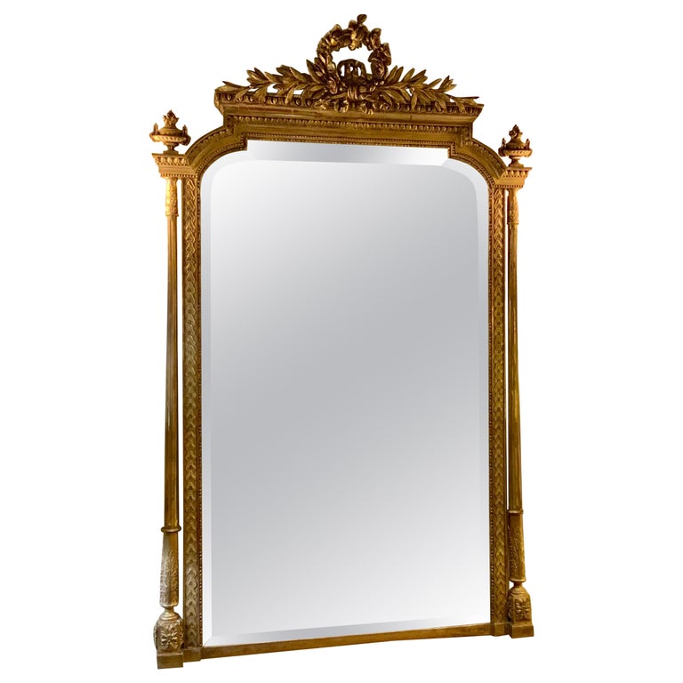 French Giltwood Louis XVI-Style Mirror, 19 Th Century For Sale