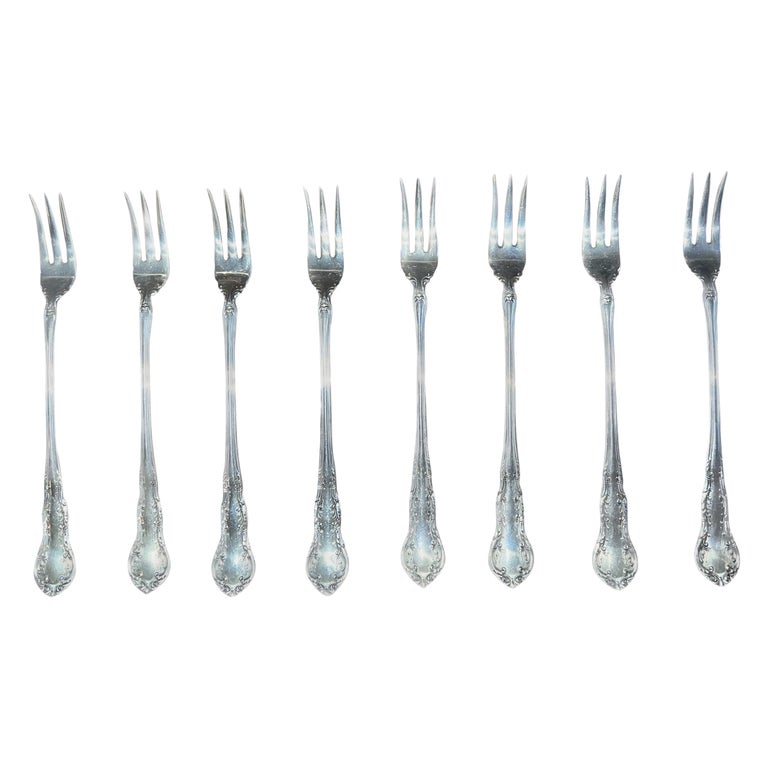 Wallace Silver 8 Cocktail Seafood Fork Old Atlanta For Sale