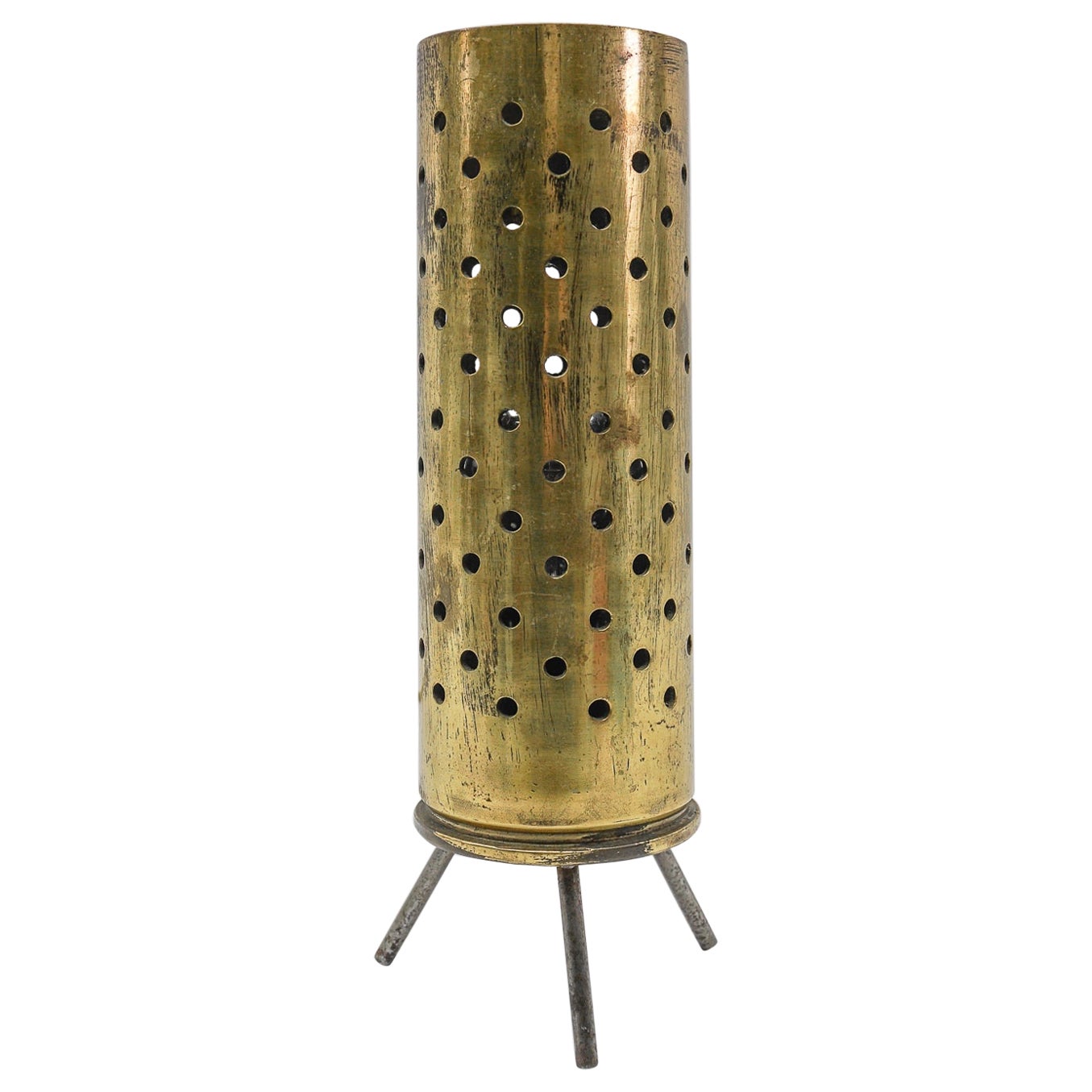 50s Tripod Table Lamp Made of Perforated Cartridge Case, Germany For Sale