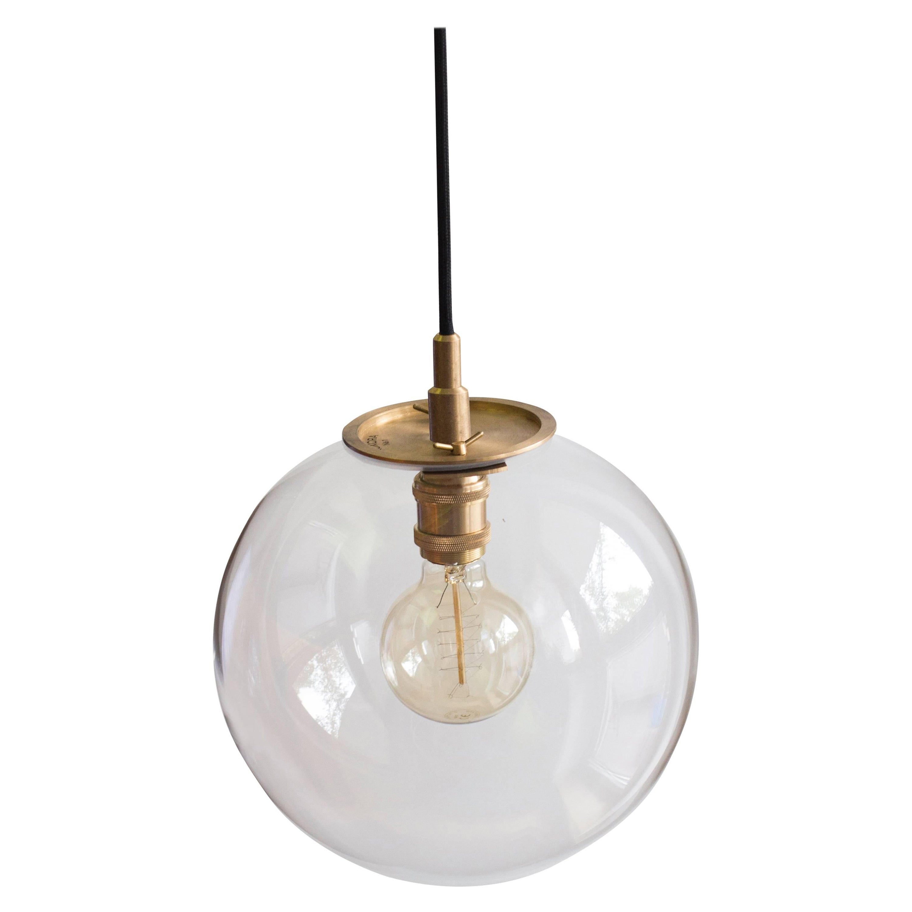 Emiter Sculptural Brass and Glass Pendant Lamp by Jan Garncarek