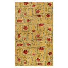 Vintage Zeki Müren Teppich in Ocker mit rotem und blauem geometrischem Muster von Rug & Kilim