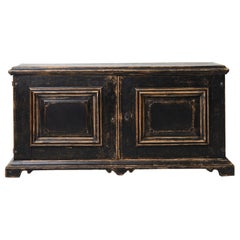 Antique Swedish Low Baroque Style Black Sideboard