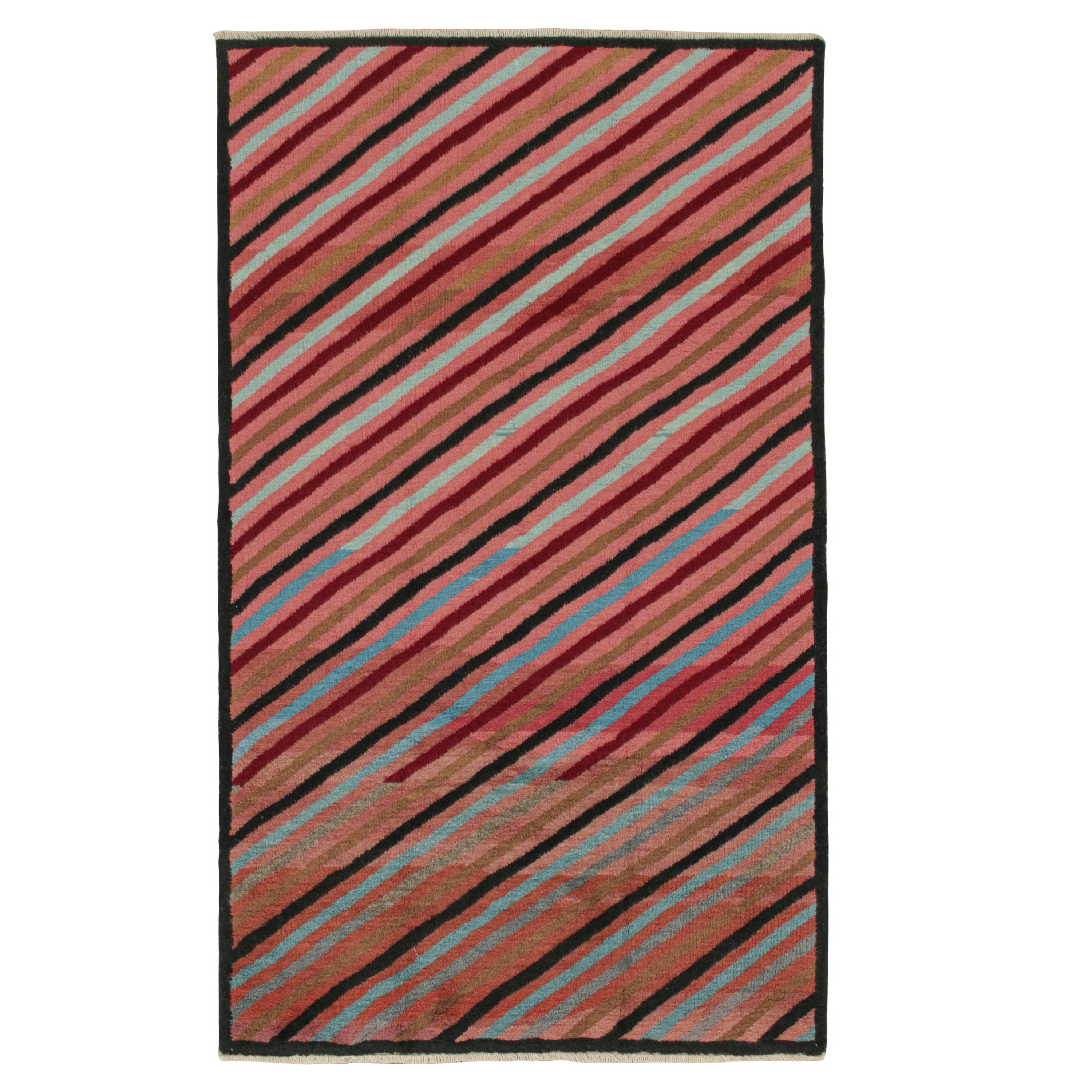 Vintage Zeki Müren Rug in Pink with Polychromatic Stripes by Rug & Kilim