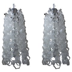 Pair of Murano Glass Mid-Century Modern Chain Link Chandeliers