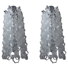 Retro Pair of Murano Glass Mid-Century Modern Chain Link Chandeliers