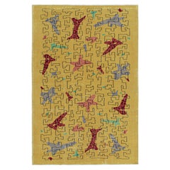 Vintage Zeki Müren Teppich in Senf mit geometrischen Mustern von Rug & Kilim