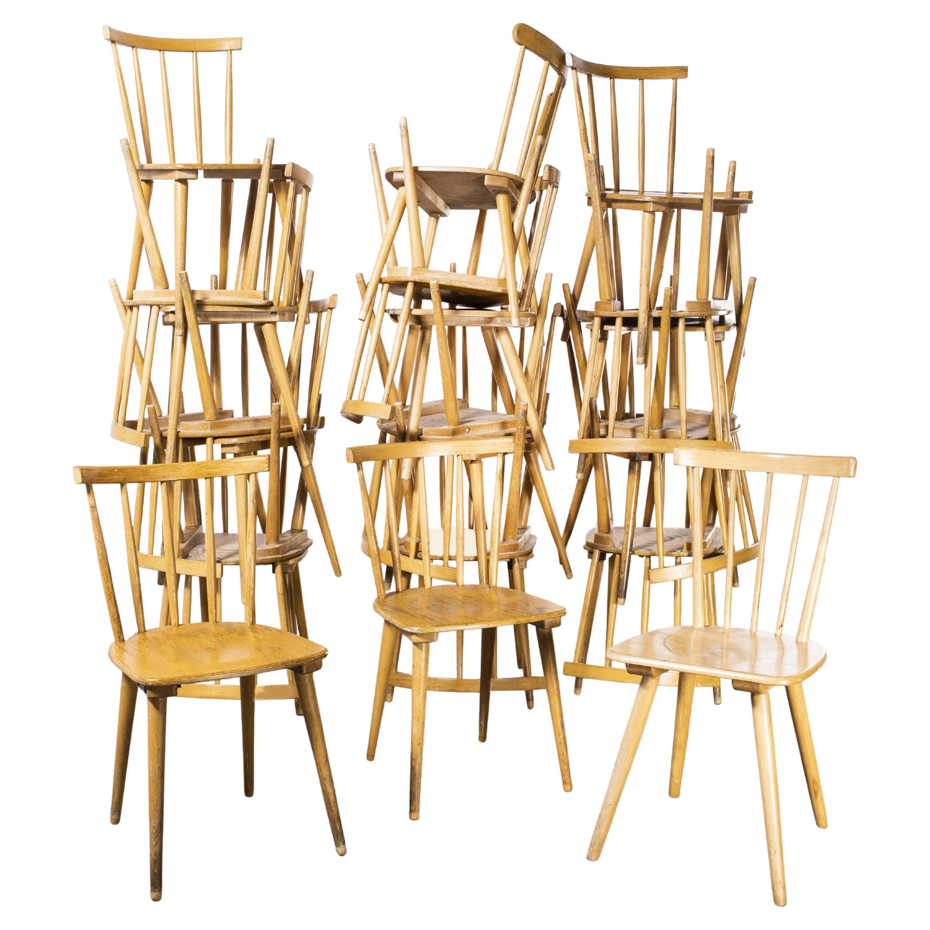 1950's French Slim Back Stick Back Dining Chairs - Various Quantities Available