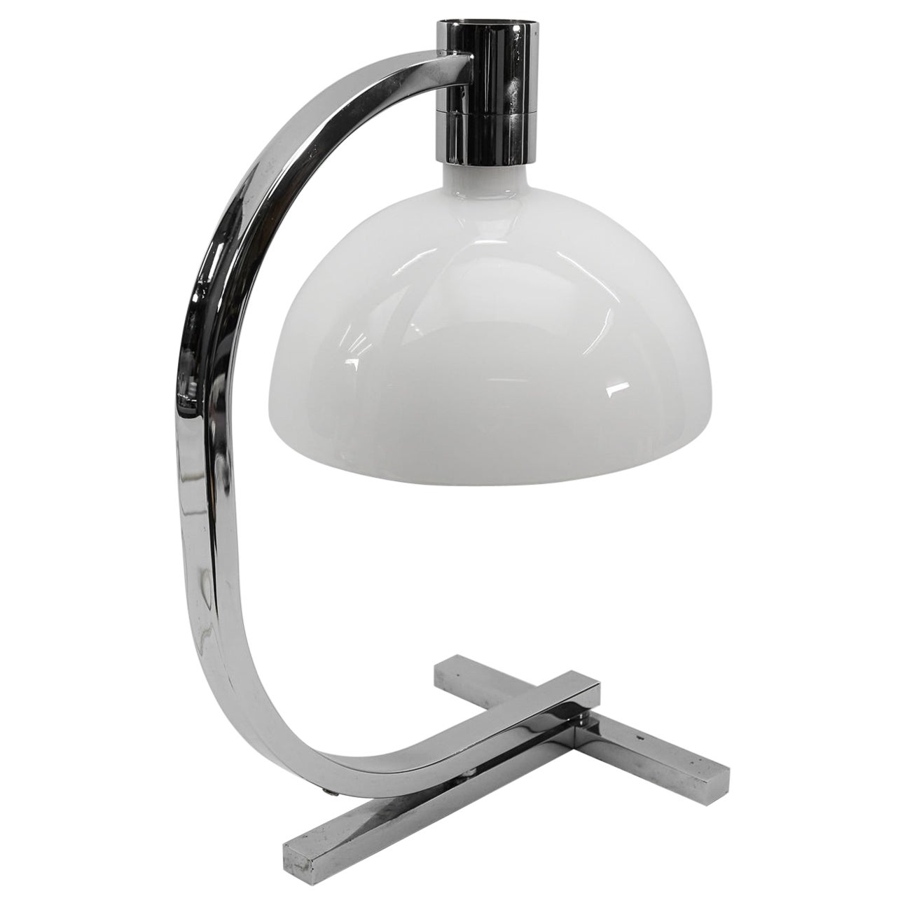 Italian Modern Chrome Glass Table Desk Lamp by Franco Albini for Sirrah For Sale