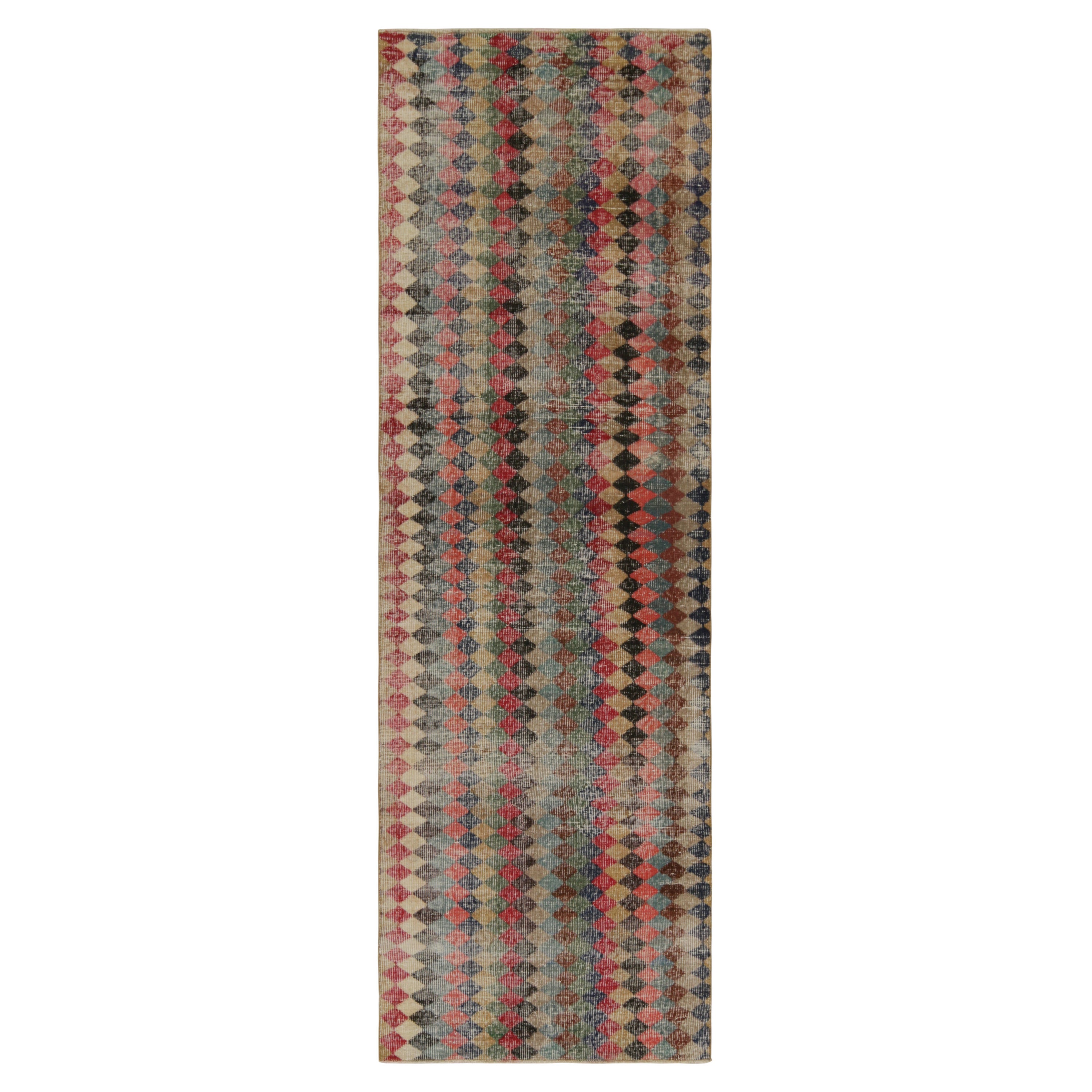 Vintage Zeki Müren Runner in Polychromatic Geometric Pattern, by Rug & Kilim