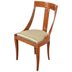Chaise d'appoint ou chaise de bureau néoclassique italienne en marqueterie de bois de rose Klismos