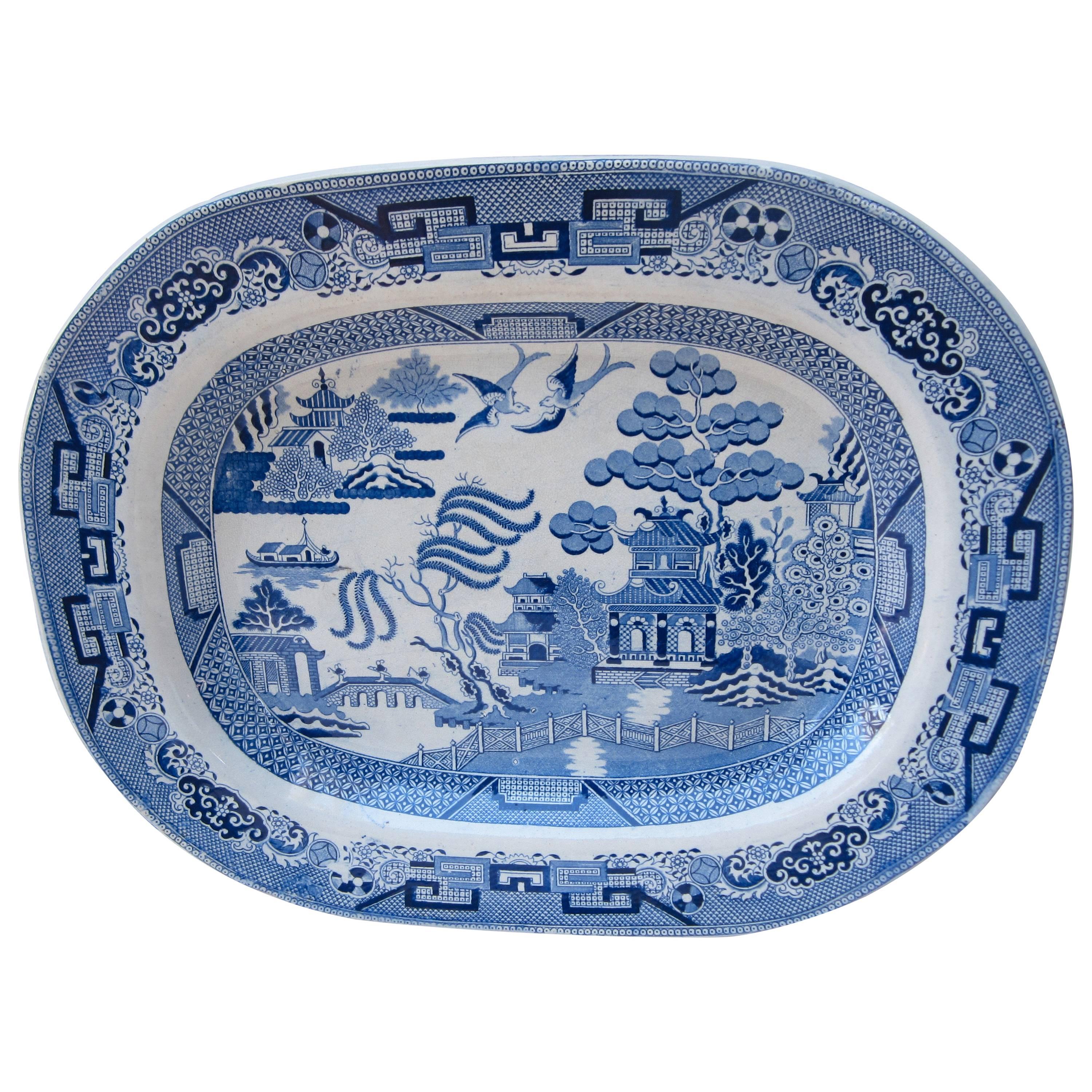 Early 19th Century English Blue Willow Platter