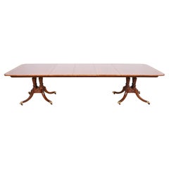 Baker Furniture Georgian Mahogany Double Pedestal Dining Table, Newly Refinished