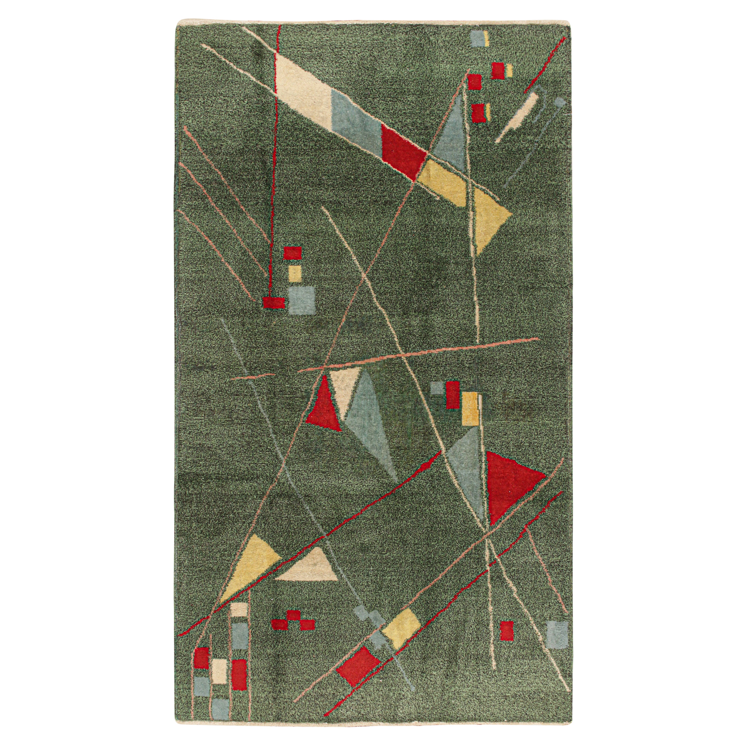 Vintage Zeki Müren Rug in Pink with Green Floral Patterns by Rug and Kilim For Sale at 1stDibs