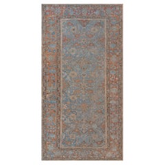 Light Blue Circa 1920 Antique Mahal Wool Rug