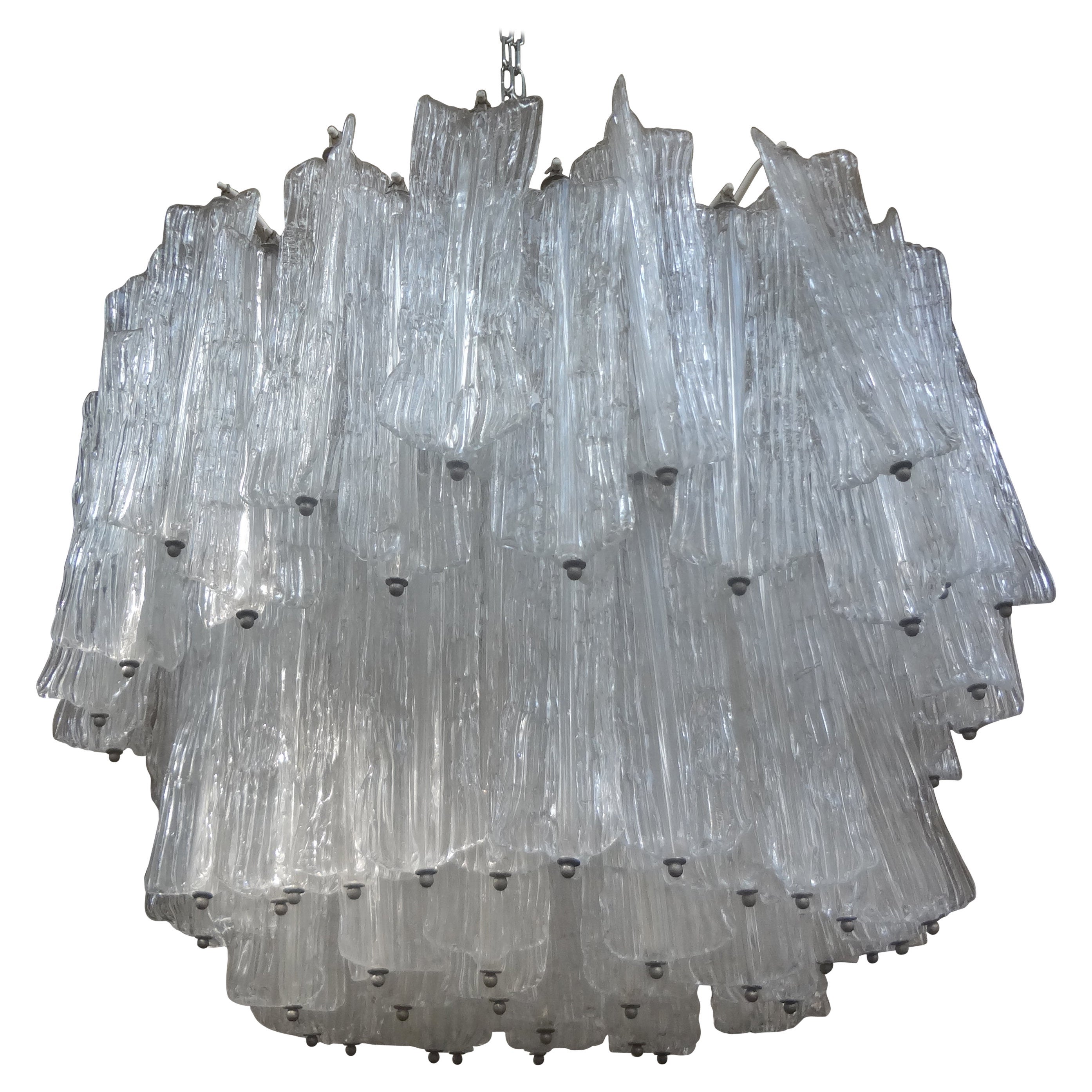 Mid-Century Modern Italian Murano Glass Chandelier Attributed to Venini