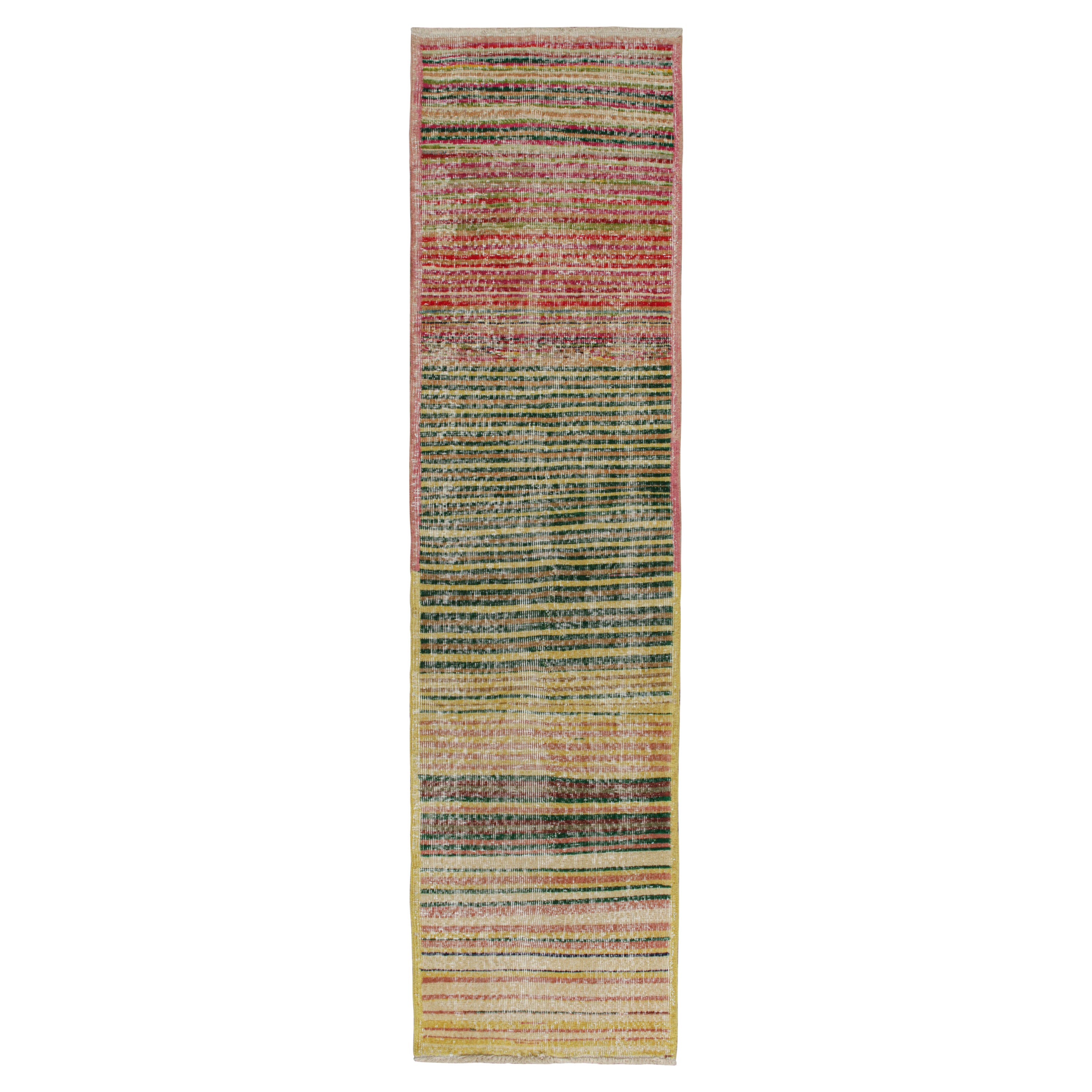 Vintage Zeki Müren Runner with Polychromatic Stripes by Rug & Kilim For Sale