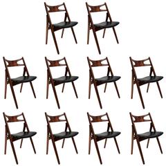 1950s Set of Ten Hans Wegner CH29 Sawbuck Chairs
