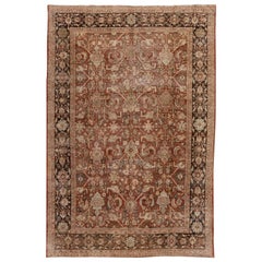 Handgefertigte antike persische Mahal Floral Wolle Teppich In Rust 