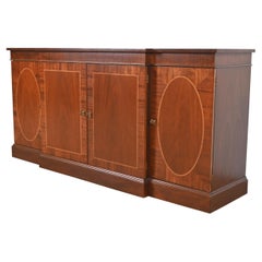 Vintage Baker Furniture Georgian Inlaid Mahogany Sideboard or Bar Cabinet, Refinished