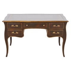 Vintage Bodart Louis XV Mahogany and Gold Gilt Leather Top Bureau Plat Desk, Circa 1960s