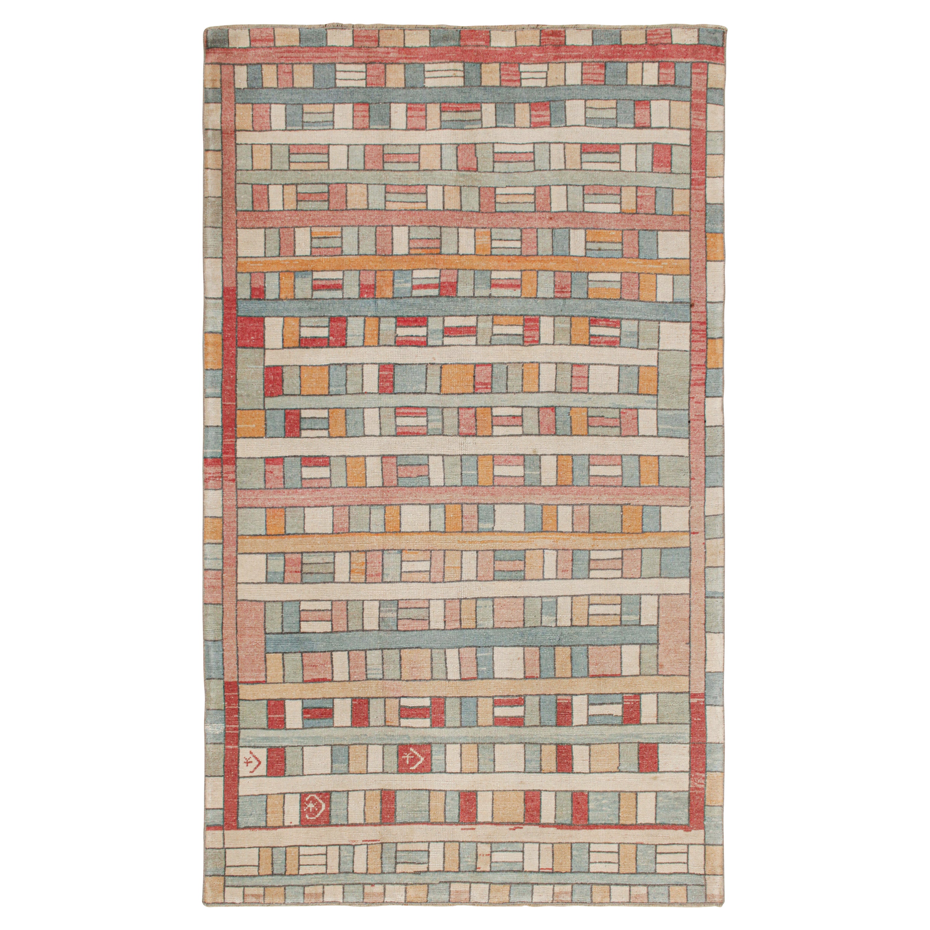 Vintage Zeki Müren Teppich in polychromatischen geometrischen Mustern von Rug & Kilim