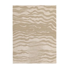 Rug & Kilim's Hand-Knotted Abstract Rug in Beige-Brown Wavy Stripes