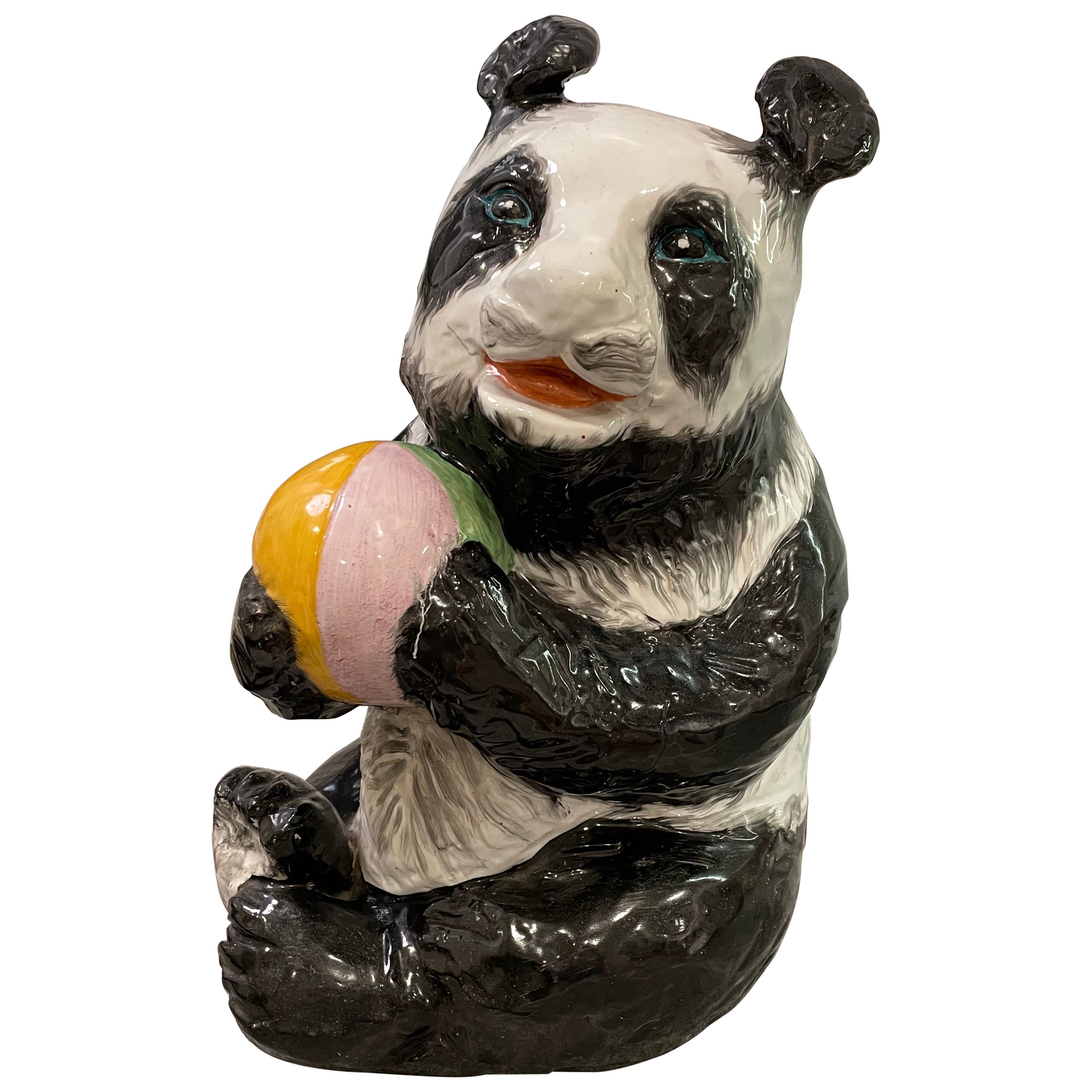 Large Mid-Century Terracotta Panda Bear