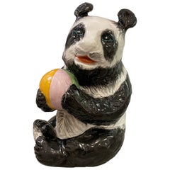 Large Mid-Century Terracotta Panda Bear