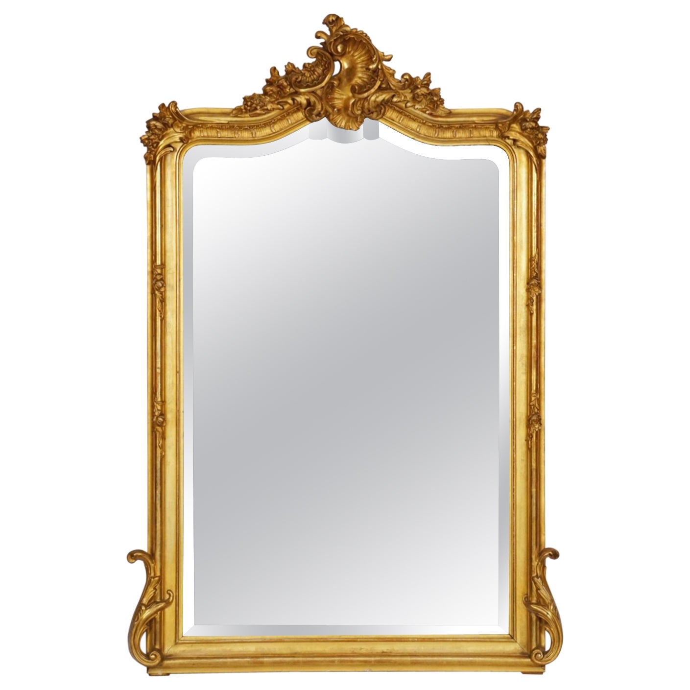 Large French Gilt Pier Mirror from the 19th Century (H 56 x W 37) For Sale