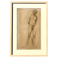 Vintage Boho Original Sketch of Nude Male Signed Cadmus