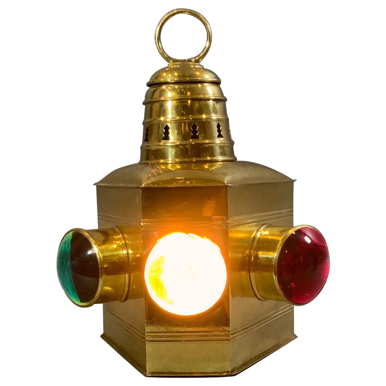Solid Brass Three-Way Bow Lantern For Sale