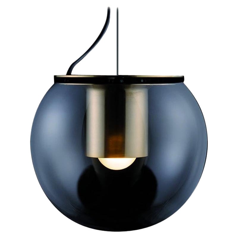 Joe Colombo Suspension Lamp 'the Globe' Large Gold by Oluce For Sale