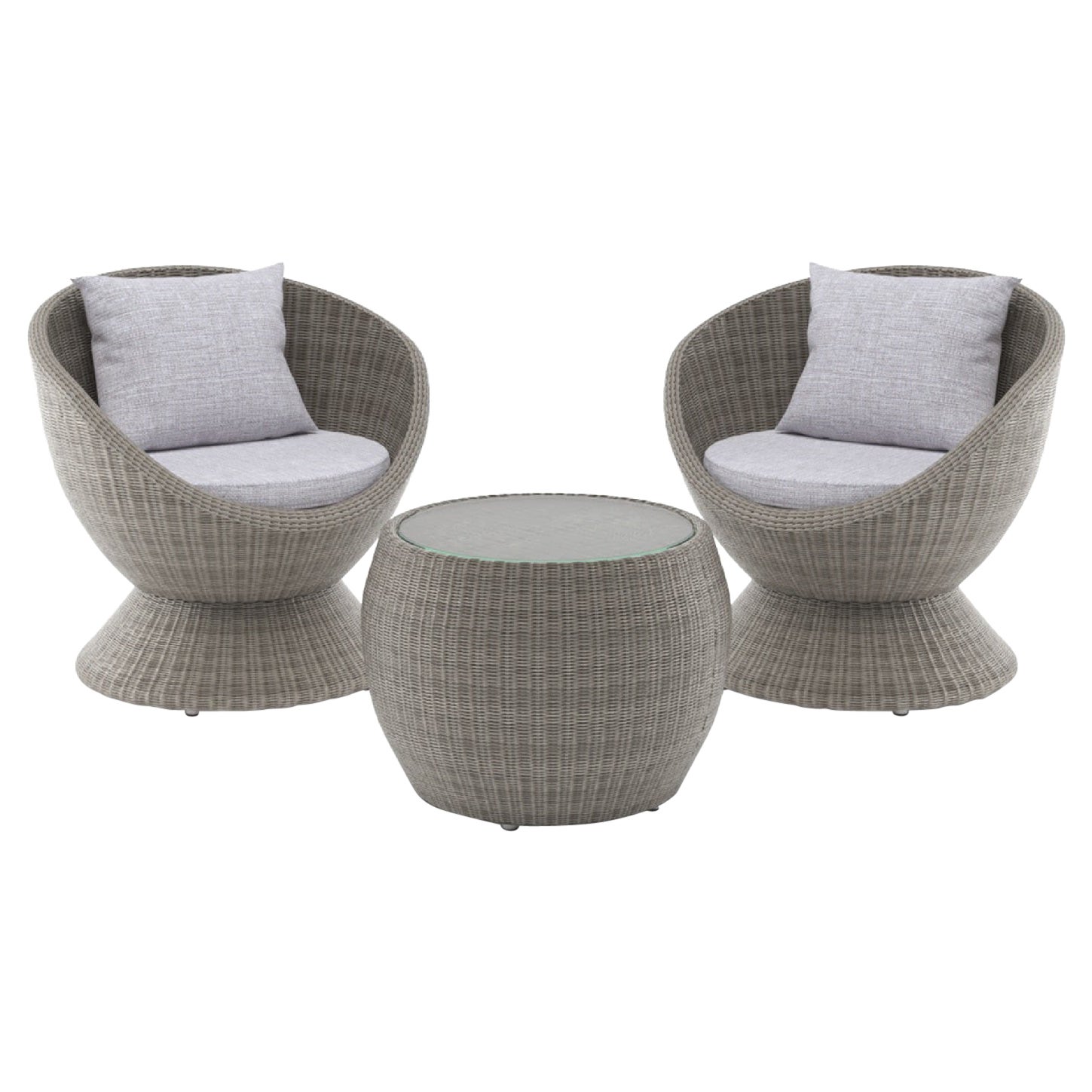 Outdoor Patio Wicker 360° Swivel Lounge Chair w/ Coffee Table Set