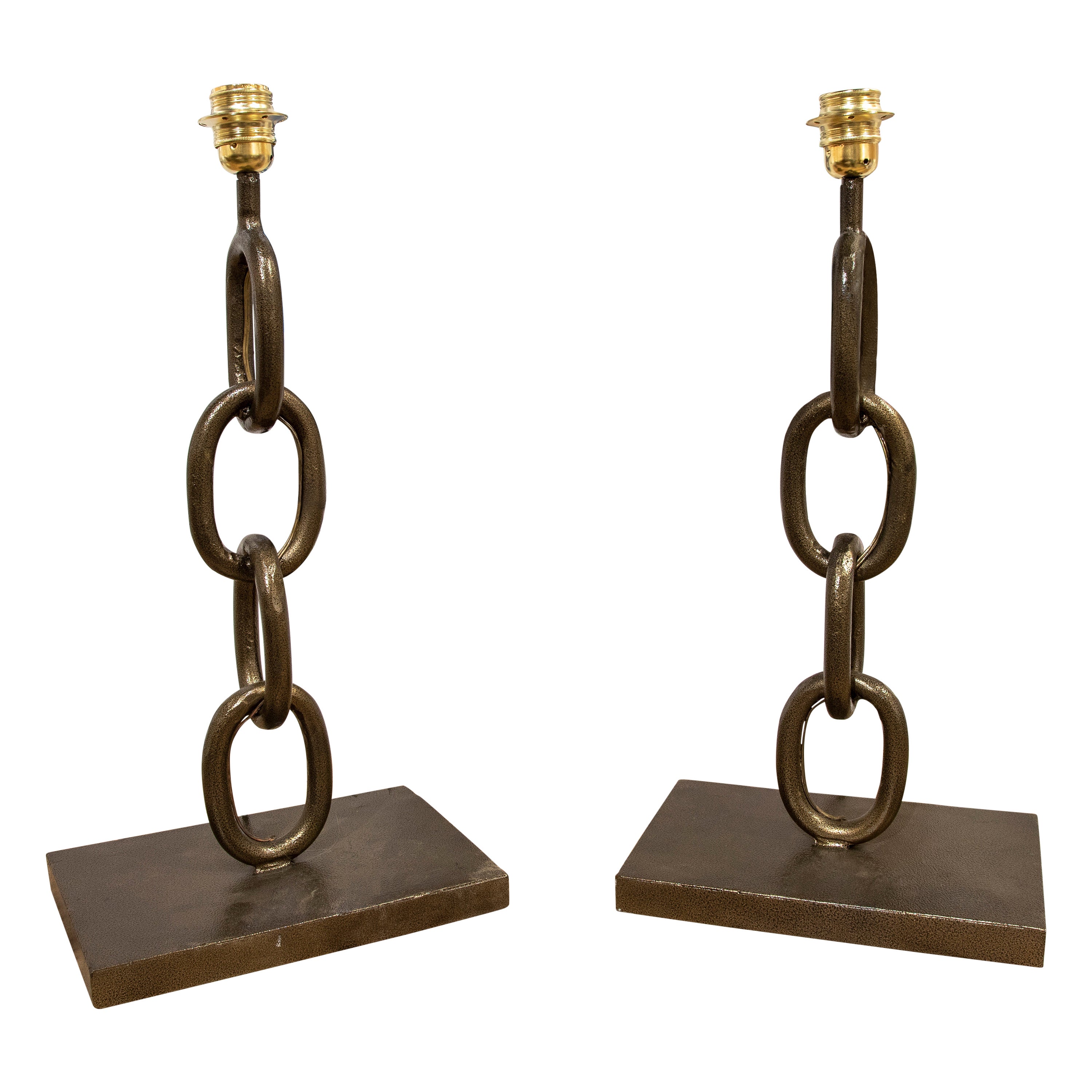 Pair of Iron Lamps with Chain Shape