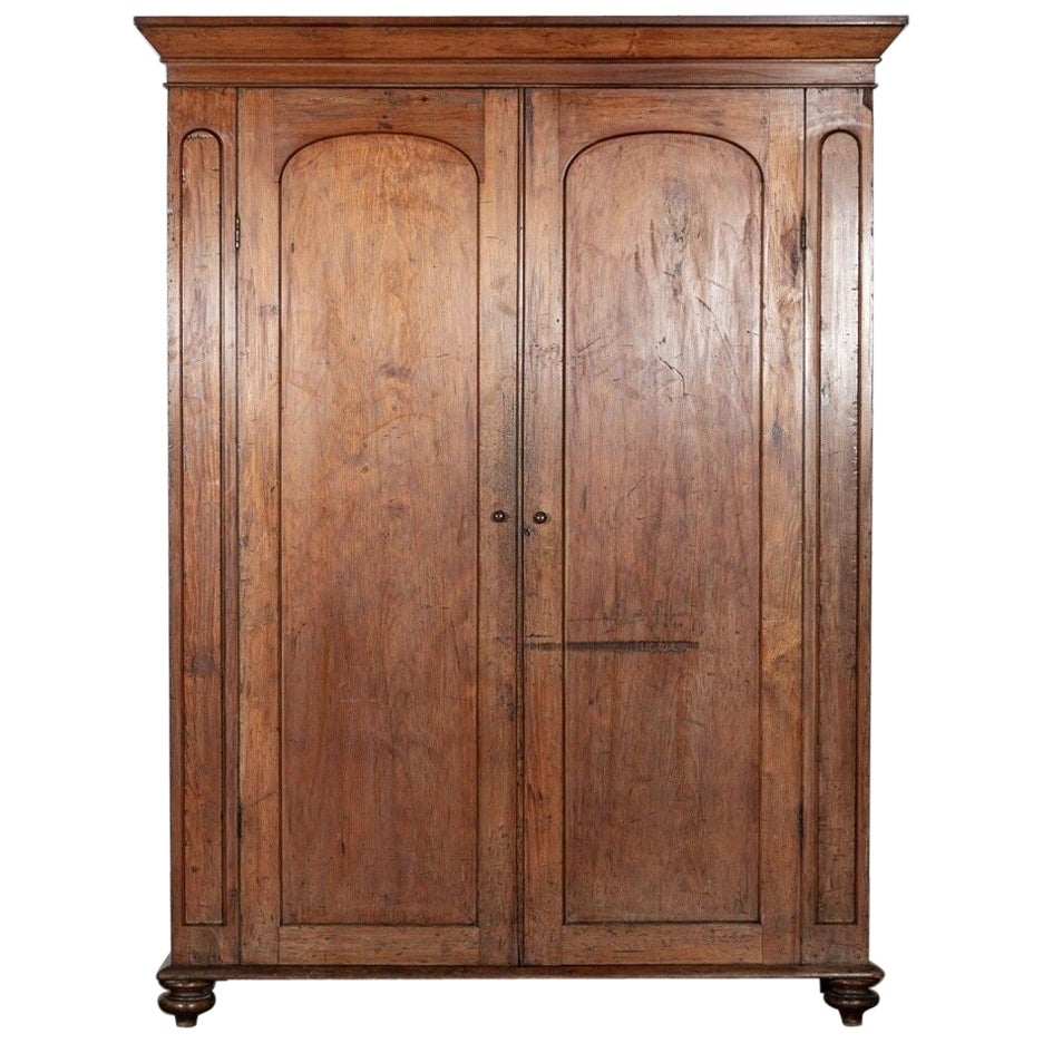 Large 19thC Country House Arched Pine Wardrobe For Sale