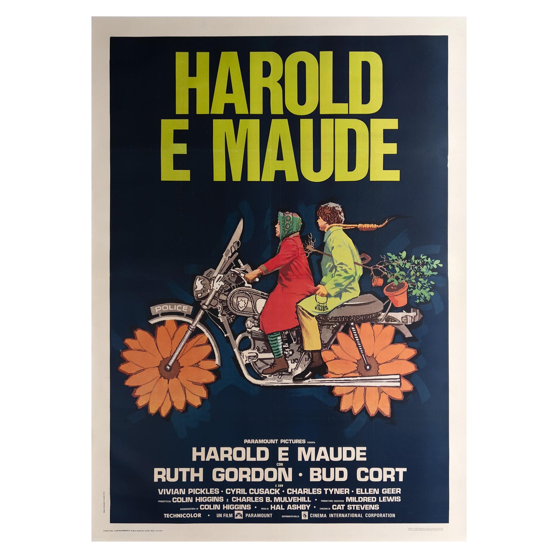 Harold & Maude Original Italian Film Movie Poster, 1974 4 Foglio, Linen Backed