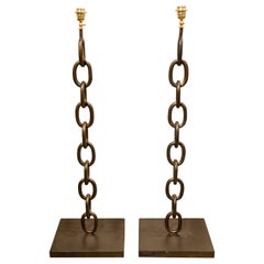Pair of Iron Lamps in the Shape of a Chain