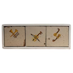 19th Century Spanish Set of Three Hand-Painted Framed Tiles