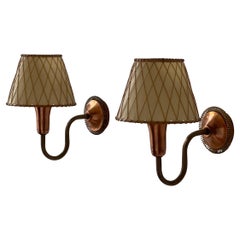 Pair of Mid-Century Scandinavian Paavo Tynell Wall Lights in Brass and Kobber