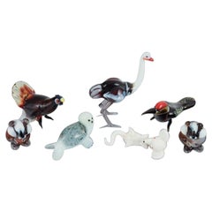 Murano, Italy, Collection of Six Miniature Glass Figurines of Animals