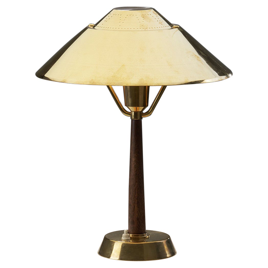 AB E. Hansson & Co. Brass Table Lamp with Adjustable Shade, Sweden 1950s For Sale