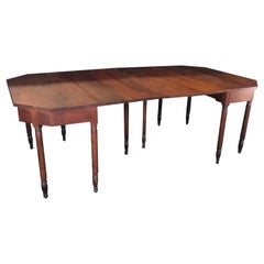 Versatile Early American Federal Harvest Dining Table or Space Saving Demilunes