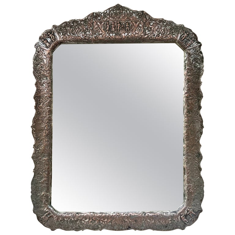 SILVER PLATED WOODEN MIRROR