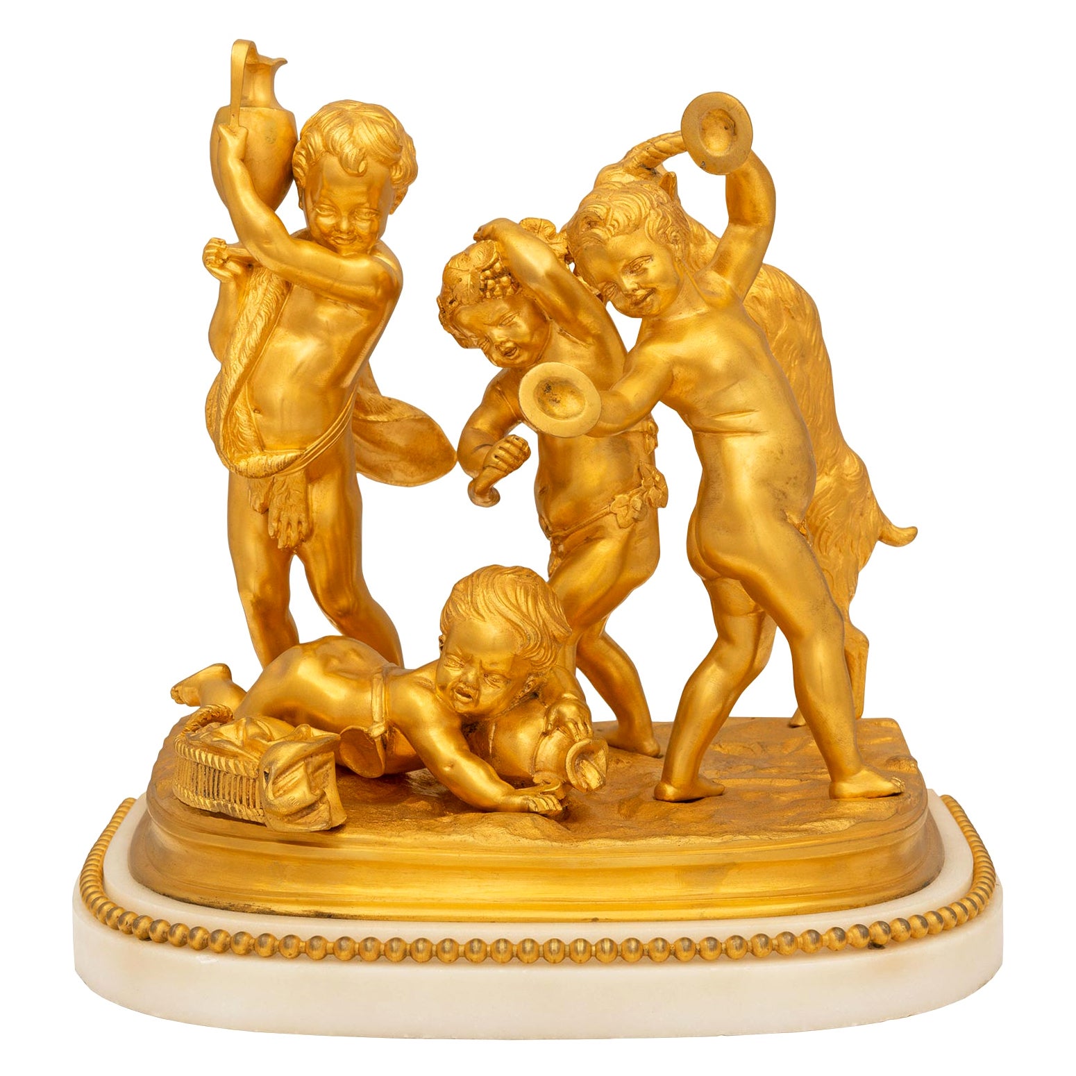 Französisch 19. Jahrhundert Louis XVI St. Ormolu und Marmor-Statue signiert Sèvres