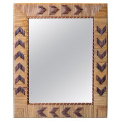 Retro 1970s Spanish Handmade Wicker Wall Mirror