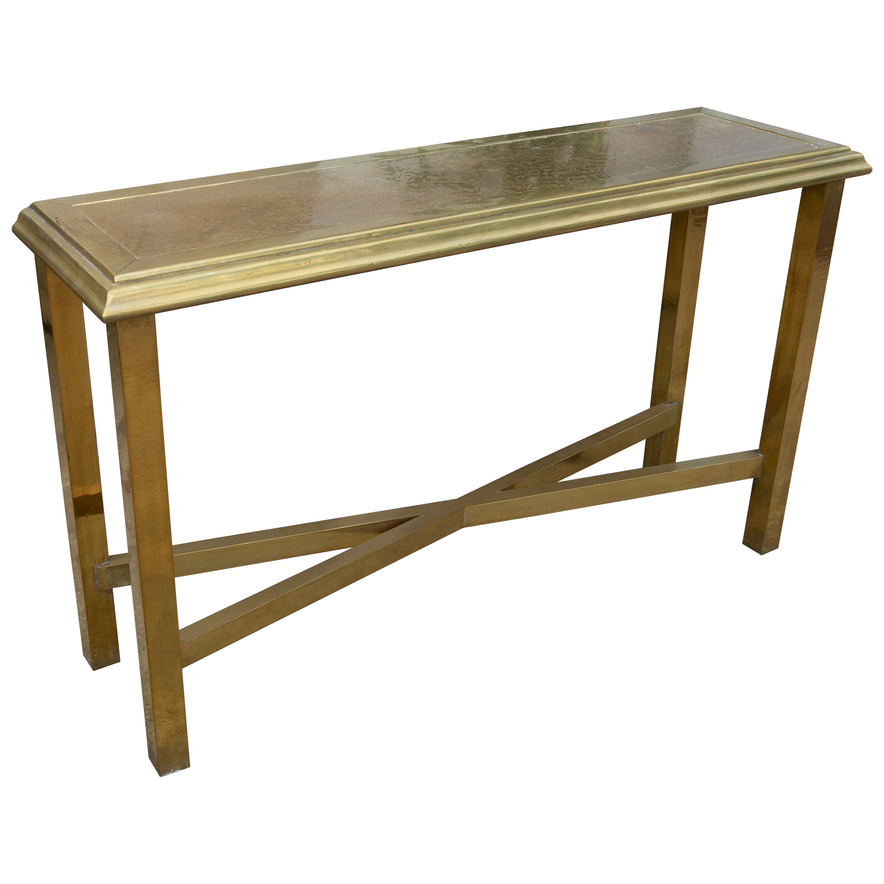 1970s, Brass Console Signed by the Artist Gony Nava For Sale