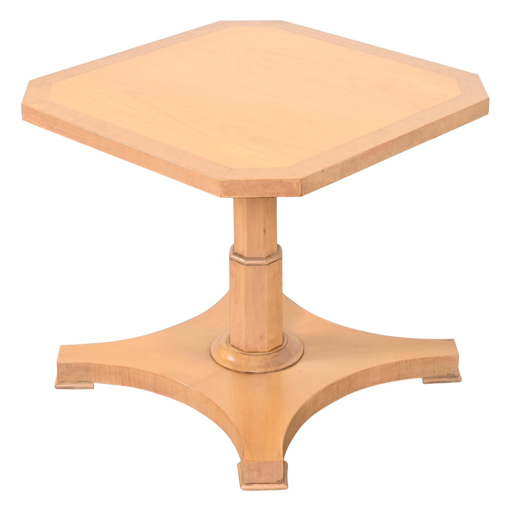 Baker Furniture Neoclassical Bleached Walnut Pedestal Tea Table