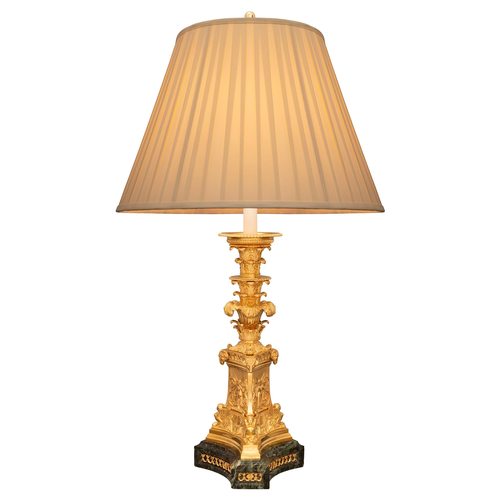French 19th Century Empire St. Belle Époque Period Marble and Ormolu Lamp